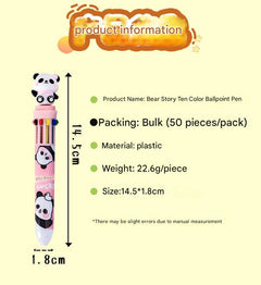 Panda-themed multicolor retractable pen front view