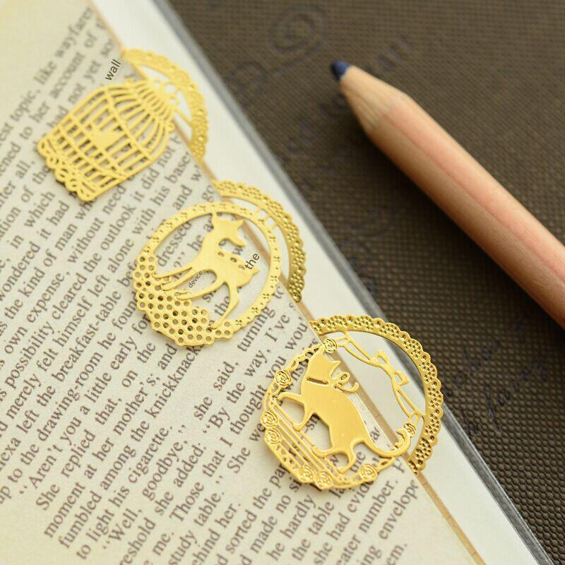 Decorative animal motif bookmark with birdcage design