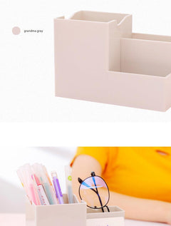 Stylish white office storage unit on a desk