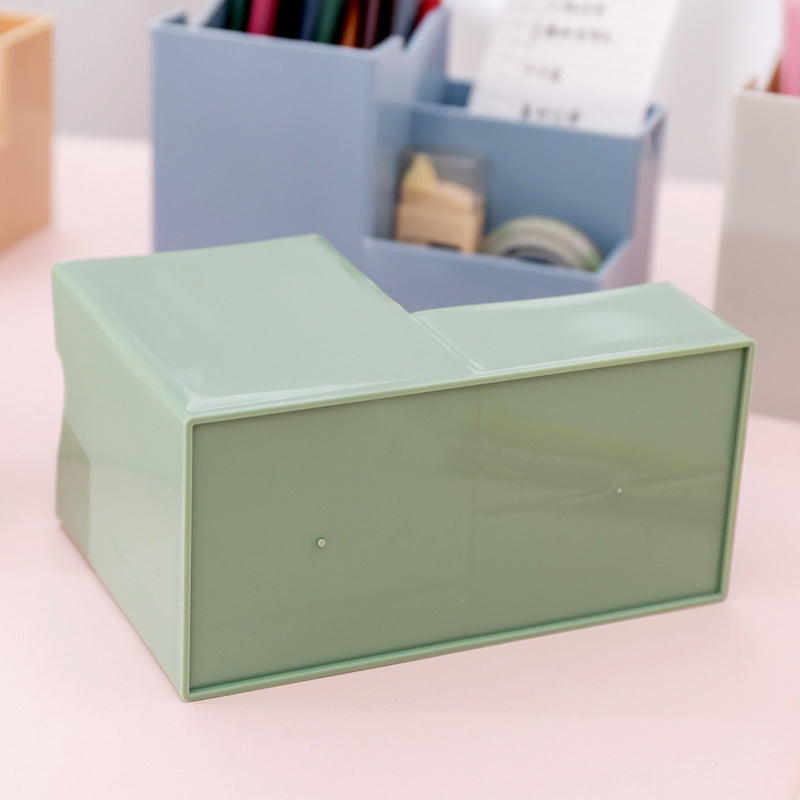Close-up of geometric plastic storage organizer
