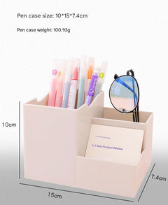 Neat desk setup with storage organizer