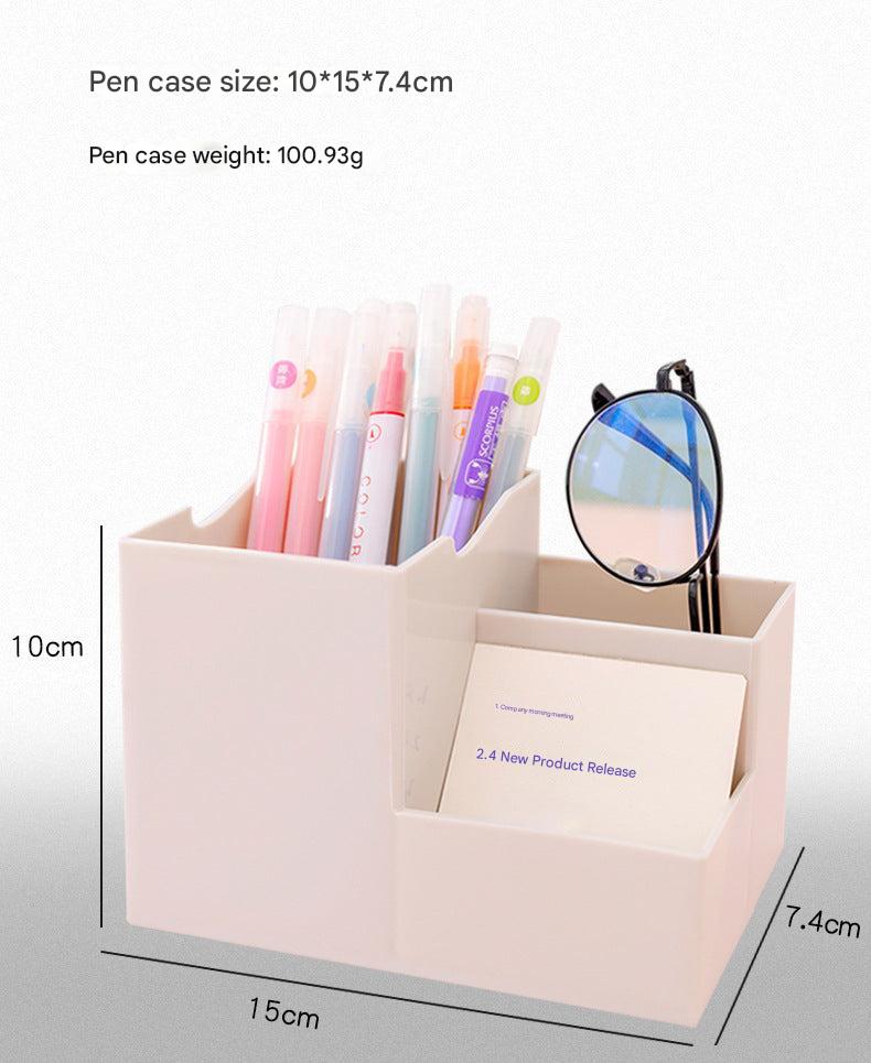 Neat desk setup with storage organizer