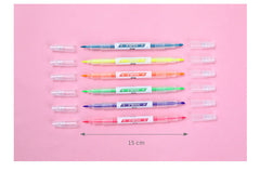 set of six colourful highlighter pens in packaging