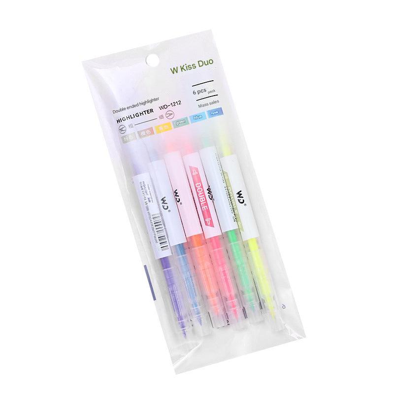 highlighter pen set stored in a transparent bag