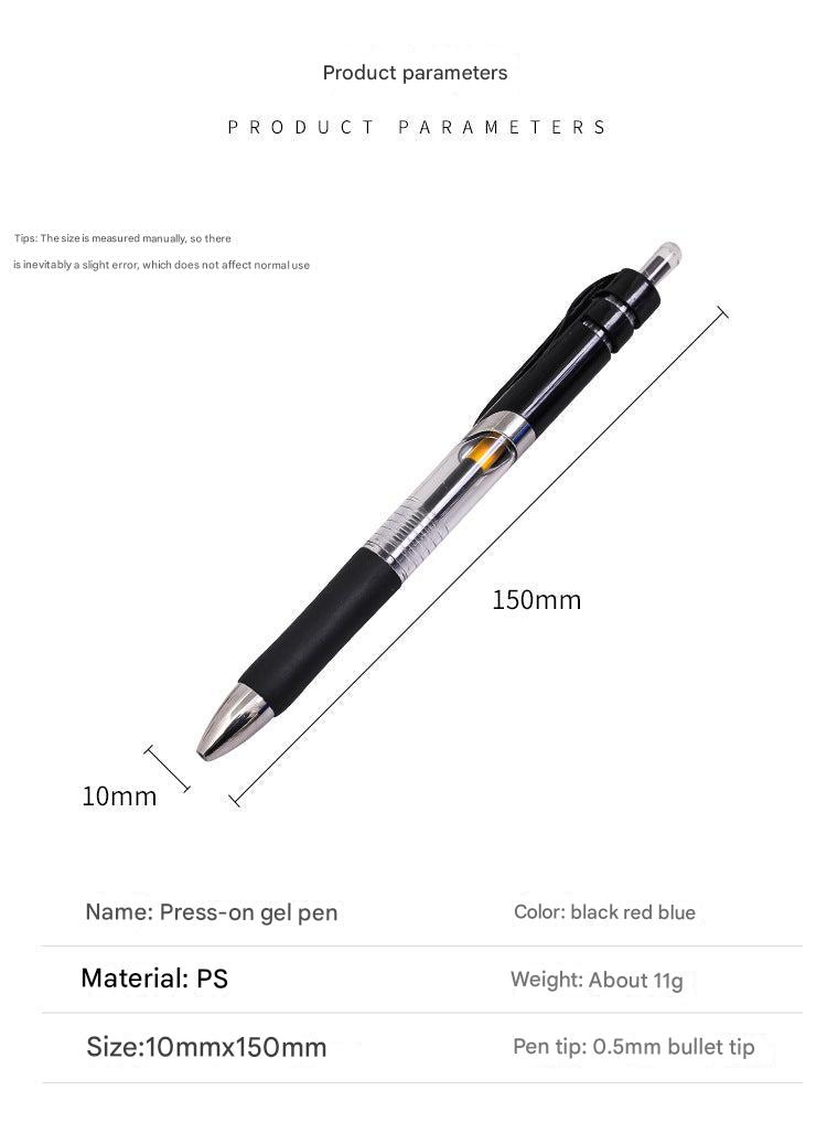 Sleek retractable gel pen with stainless steel tip
