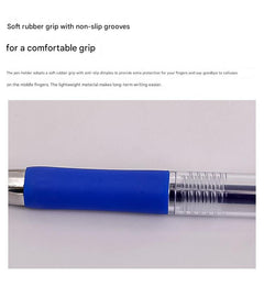 Close-up of black retractable gel pen
