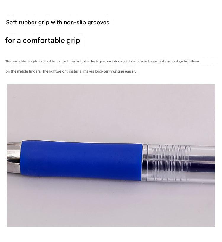 Close-up of black retractable gel pen