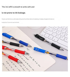 Red ink gel pen showcasing its design