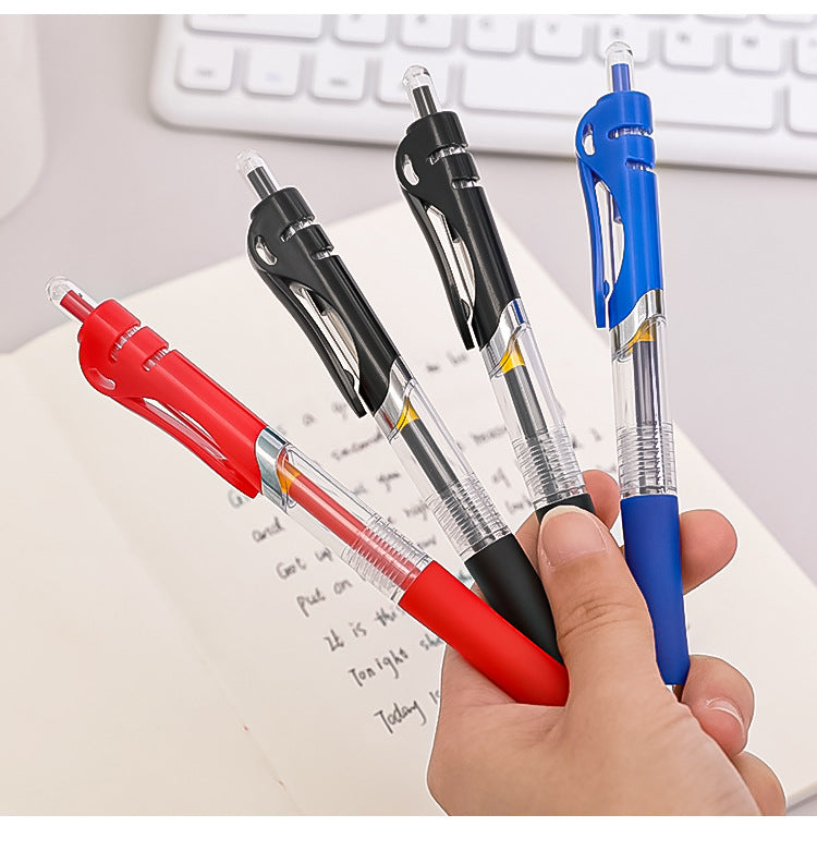 Red ink gel pen showcasing its design