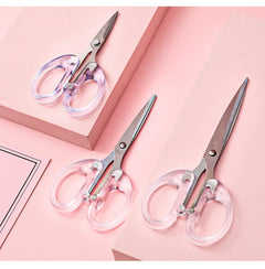 scissors with transparent grip and stainless steel blades