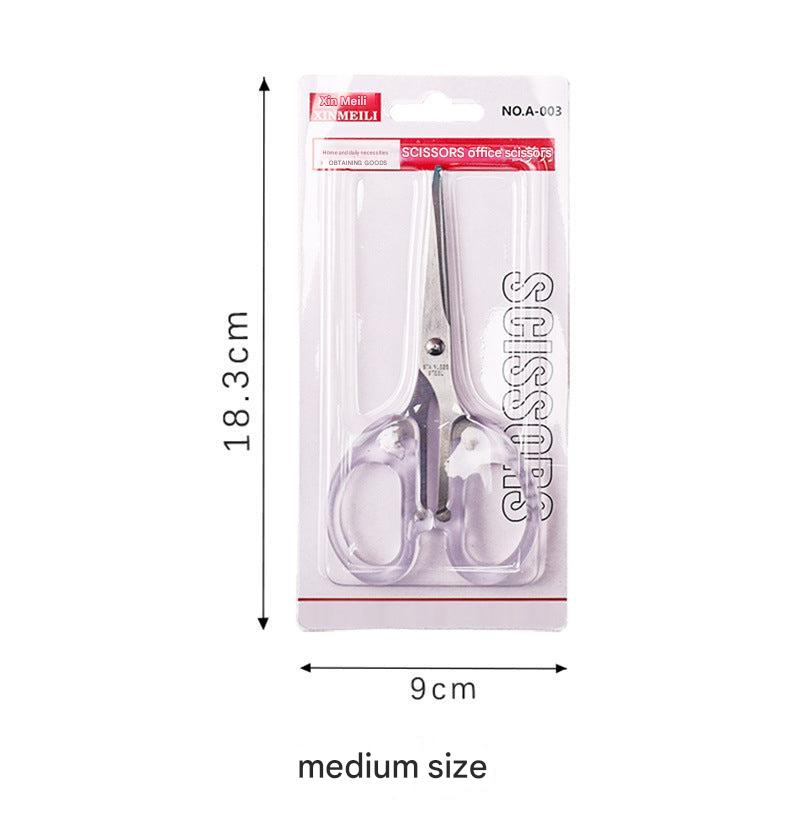 scissors with transparent grip and stainless steel blades