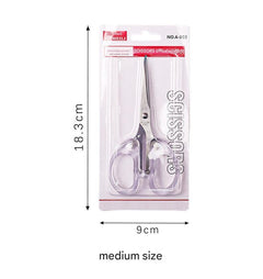 scissors with transparent grip and stainless steel blades