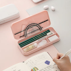 closed gray student's pencil box