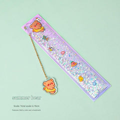 Close-up of decorative 15cm ruler for school