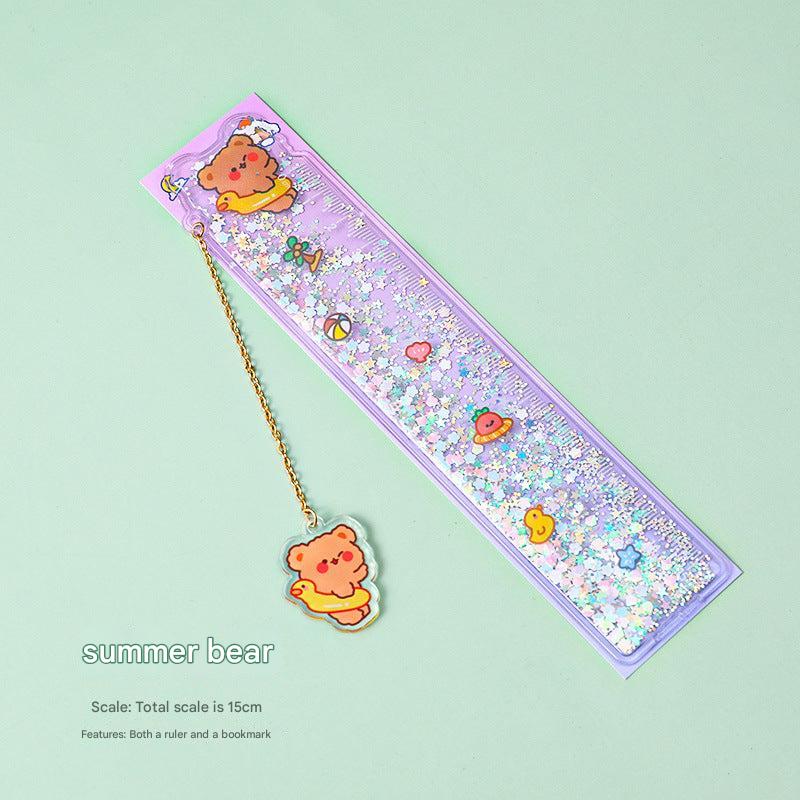 Close-up of decorative 15cm ruler for school