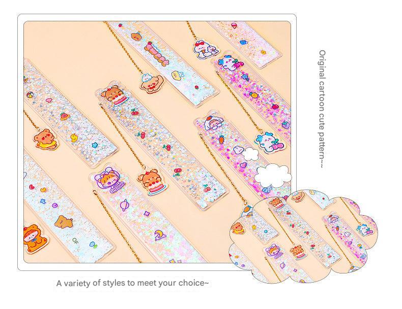 Cute multifunctional ruler with charms showing designs