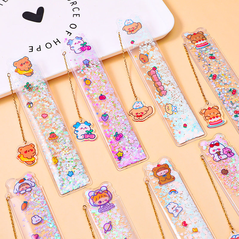 Close-up of decorative 15cm ruler for school