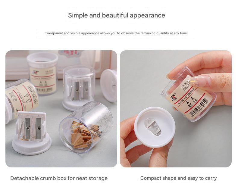 Compact manual pencil sharpener in use