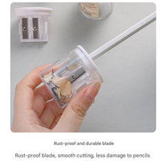 Transparent pencil sharpener showing internal mechanism