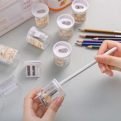 Close-up of pencil sharpening process