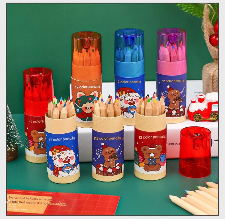 Christmas-Themed 12-Color Pencil Set for Kids - Image 1
