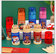 Christmas-Themed 12-Color Pencil Set for Kids - Image 1