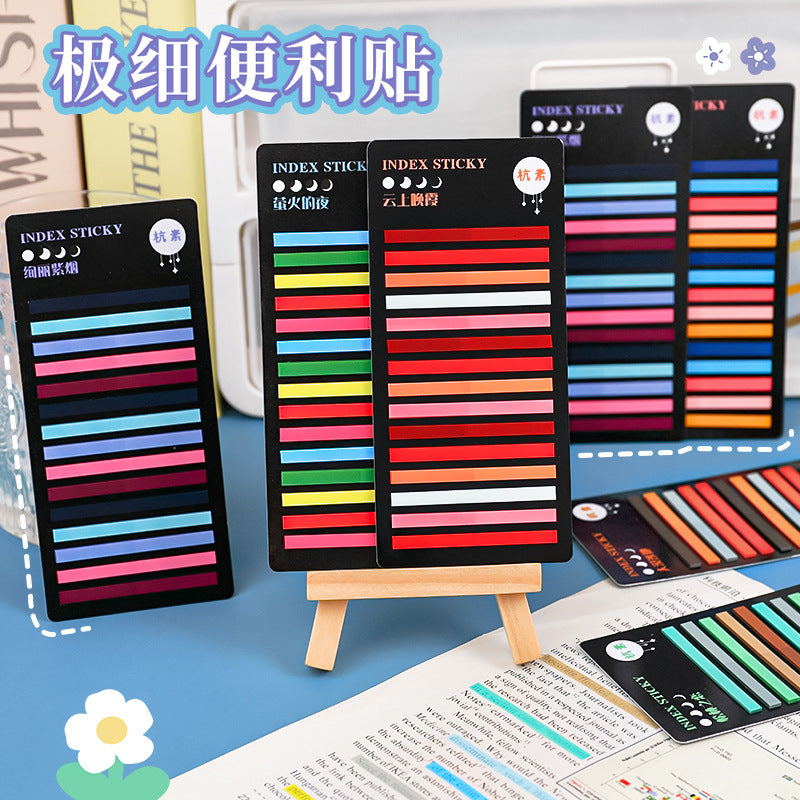 Close-up of waterproof sticky notes with vibrant colours