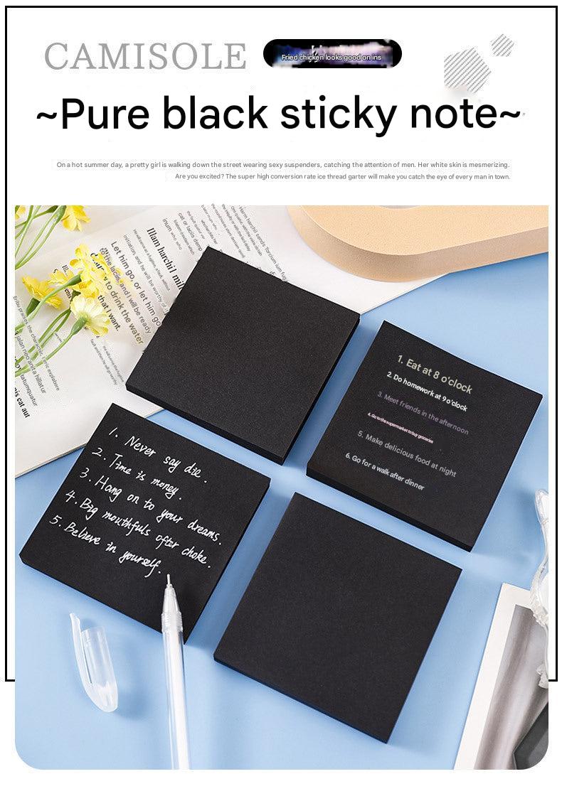 Topics written on black sticky notes for organisation