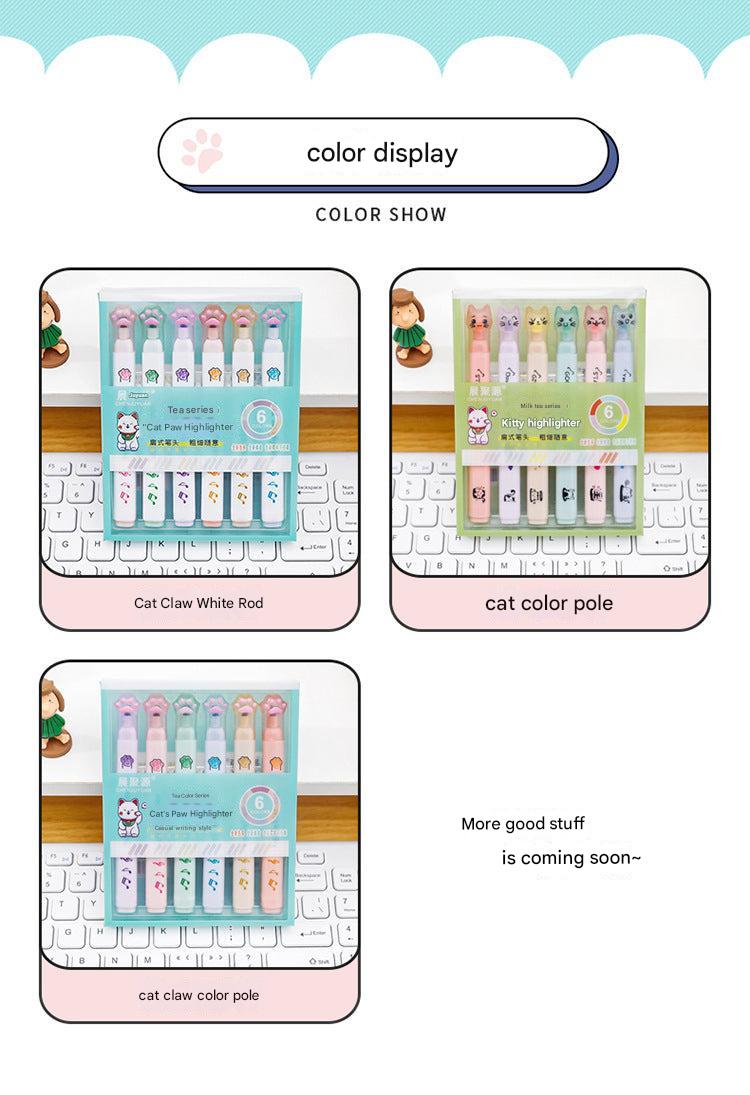 Cute Cat Paw Highlighters Set - Image 1