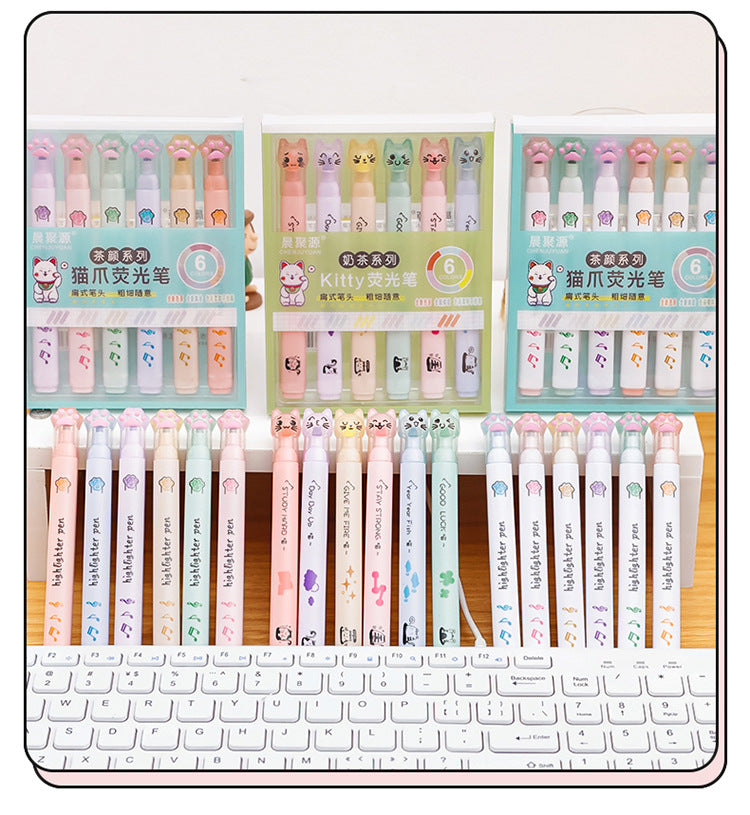 Cute Cat Paw Highlighters Set - Image 1