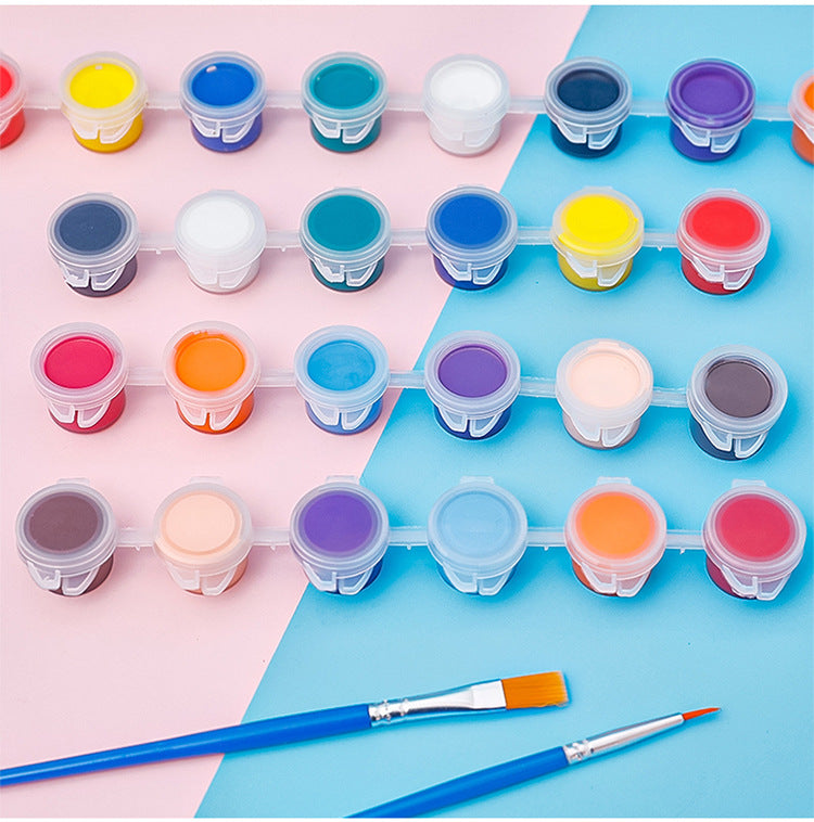 Complete acrylic paint kit including brushes