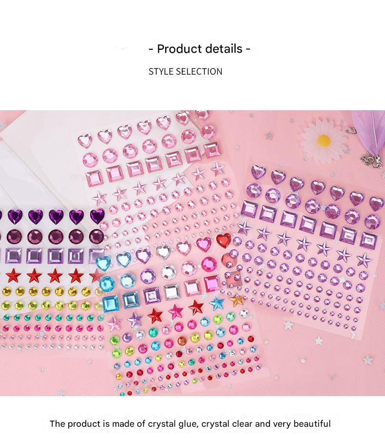 Pink crystal heart sticker among the decorative set
