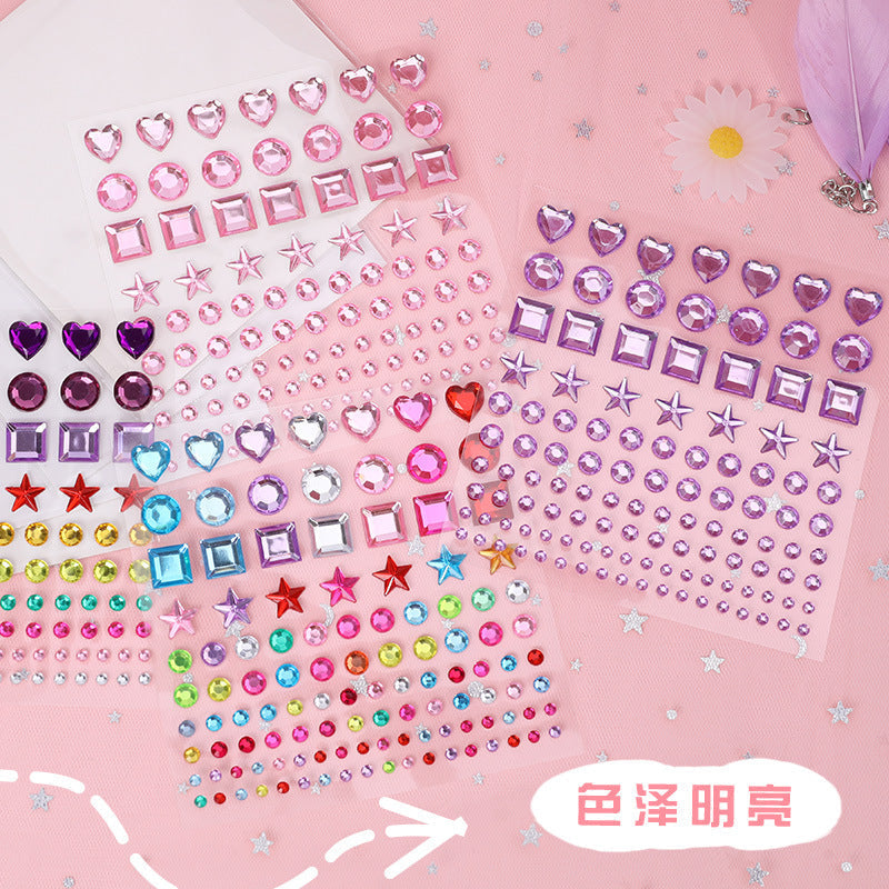 Detailed view of colourful crystal diamond stickers