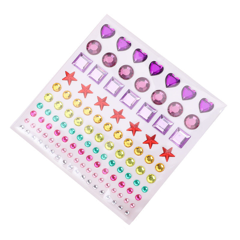 Pink crystal heart sticker among the decorative set