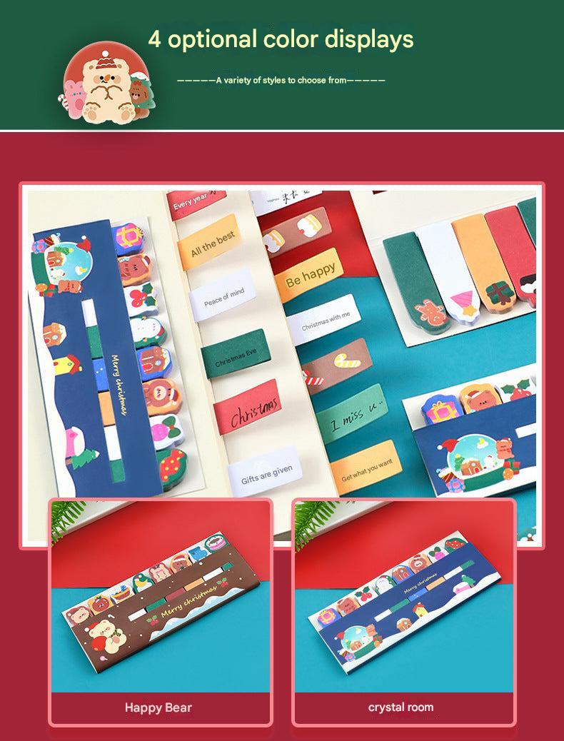 Back view of Christmas themed sticky notes