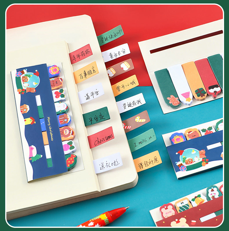 Opened pack of Christmas themed sticky notes