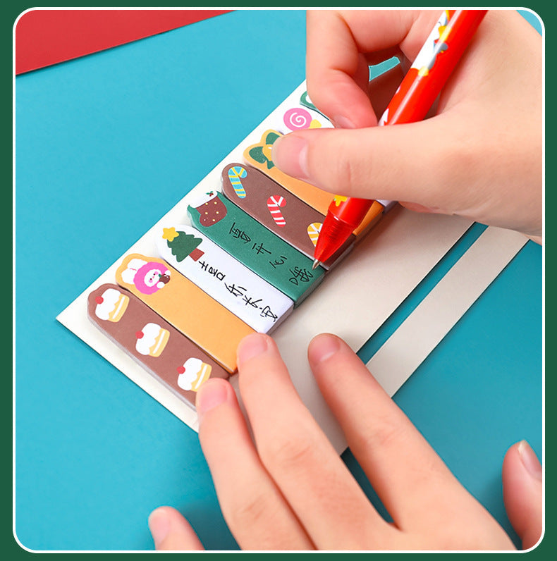Back view of Christmas themed sticky notes