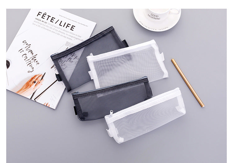 White mesh pencil case back view