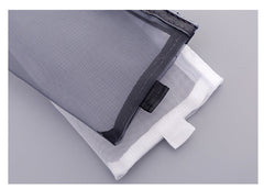 Small black mesh pencil case zoomed in