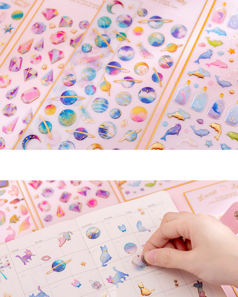 Fantasy planet stickers for creative projects