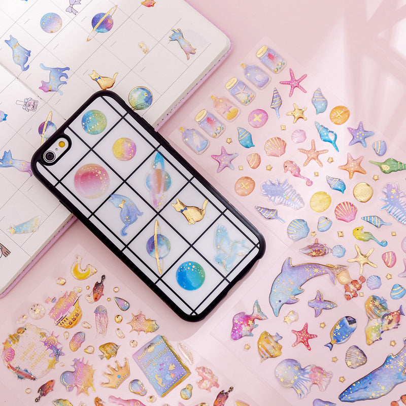 Fantasy planet stickers for creative projects