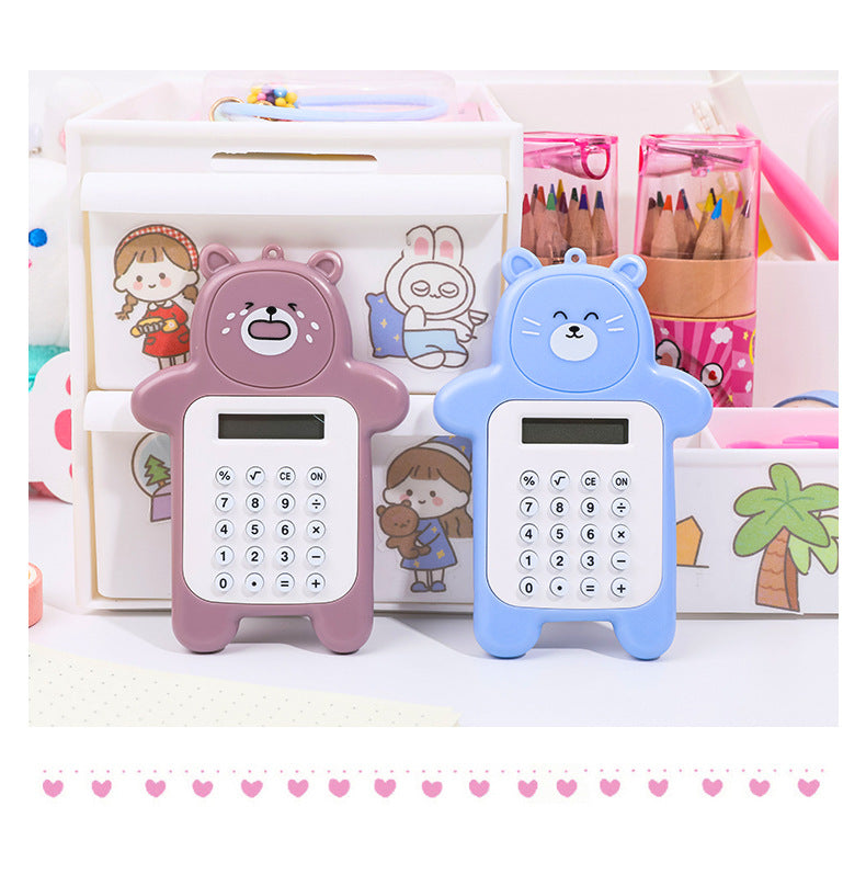 Cute Cartoon Bear Mini Calculator in pink