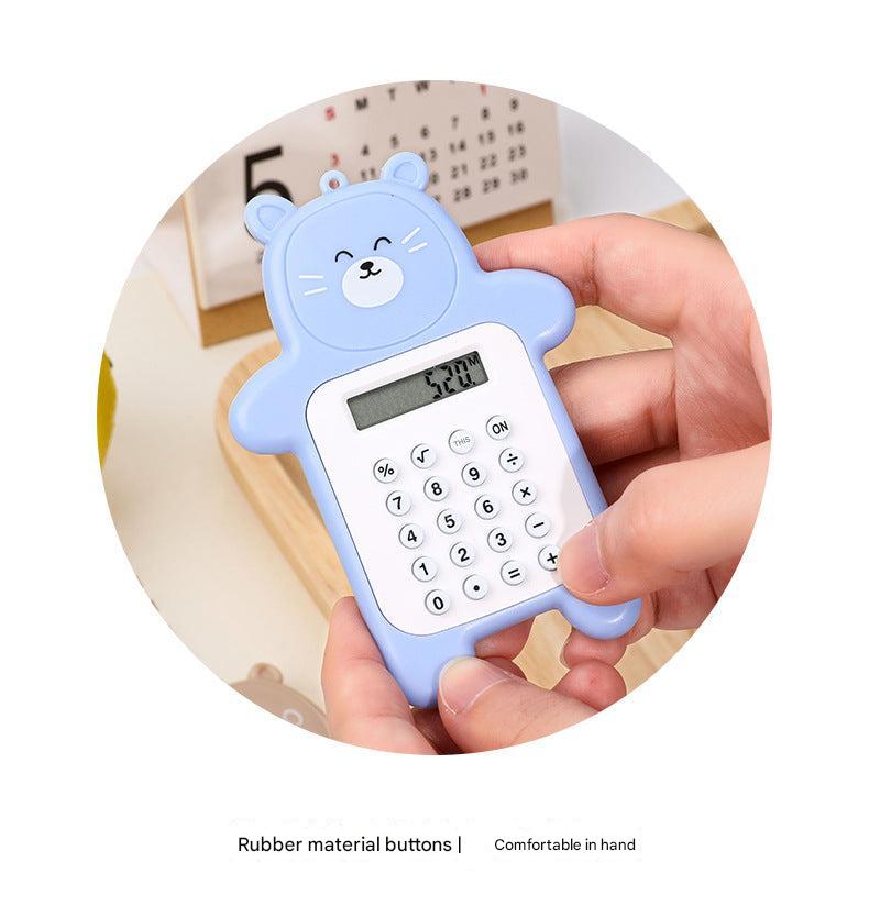 Cute Cartoon Bear Mini Calculator in yellow