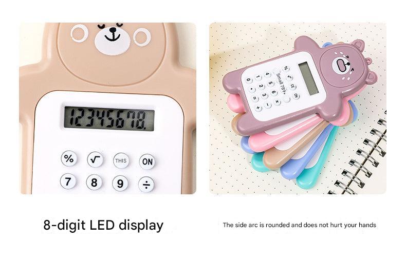 Cute Cartoon Bear Mini Calculator in blue