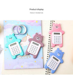 Cute Cartoon Bear Mini Calculator in aqua