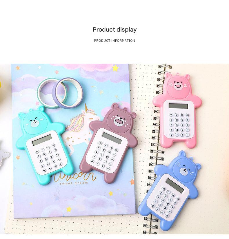 Cute Cartoon Bear Mini Calculator in aqua
