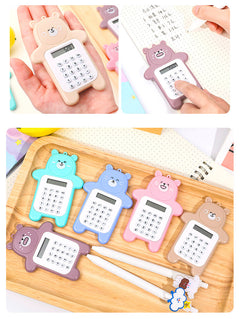 Cute Cartoon Bear Mini Calculator in brown