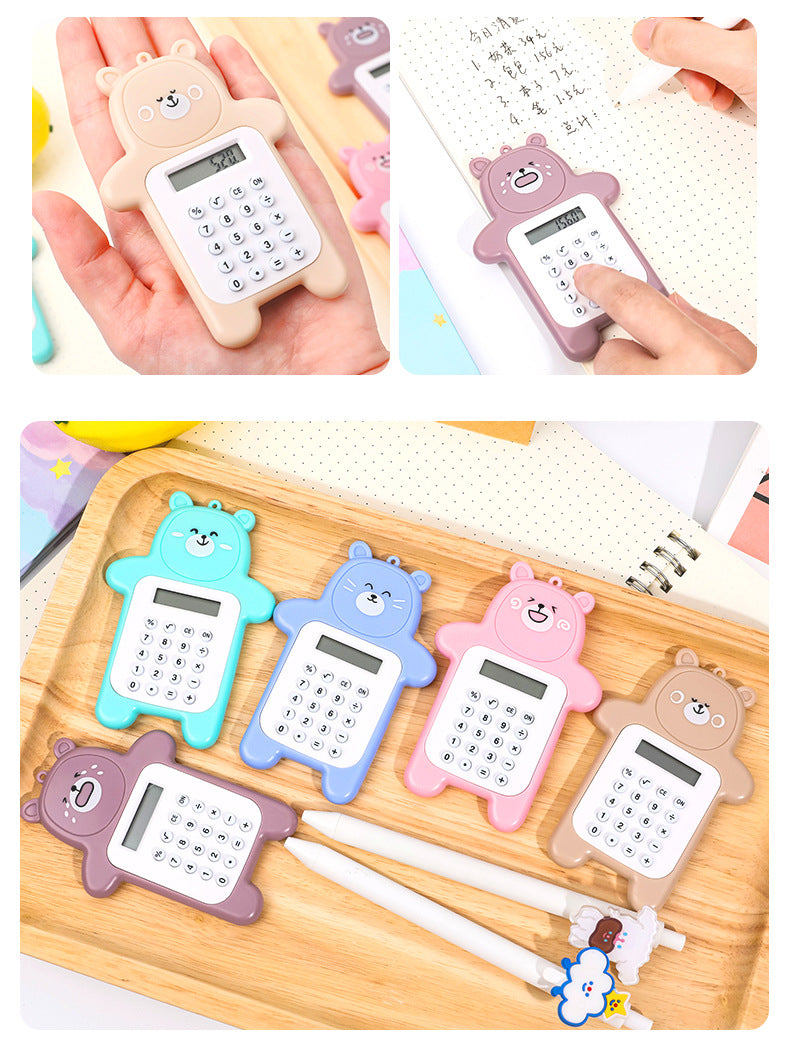 Cute Cartoon Bear Mini Calculator in brown