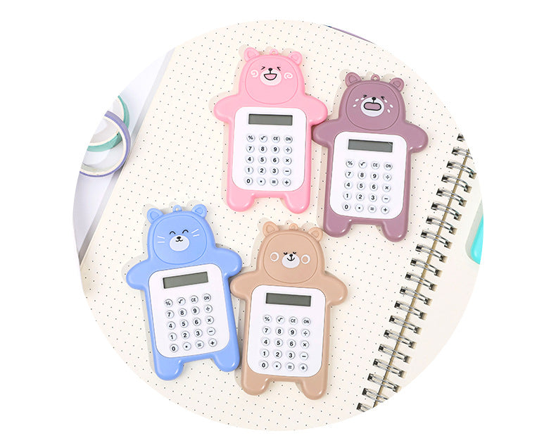 Close up of cute bear design mini calculator