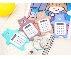 Portable Cartoon Bear Mini Calculator on desk